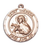 14kt Gold Filled Saint Theresa Pendant on an 18-inch Gold Filled Light Curb Chain