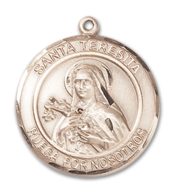 14kt Gold Filled Santa Teresita Pendant on an 18-inch Gold Filled Light Curb Chain