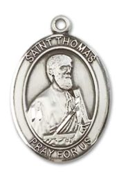Sterling Silver Saint Thomas the Apostle Pendant on an 18-inch Sterling Silver Light Curb Chain