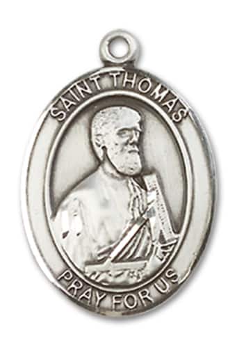 Sterling Silver Saint Thomas the Apostle Pendant on an 18-inch Sterling Silver Light Curb Chain