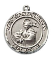 Sterling Silver Saint Thomas Aquinas Pendant on an 18-inch Sterling Silver Light Curb Chain