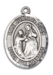 Sterling Silver San Juan de Dios Pendant on an 18-inch Sterling Silver Light Curb Chain