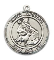 Sterling Silver Saint William of Rochester Pendant on an 18-inch Sterling Silver Light Curb Chain