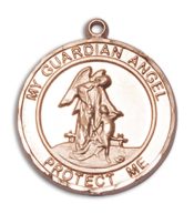 14kt Gold Filled Guardian Angel Pendant on an 18-inch Gold Filled Light Curb Chain