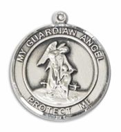 Sterling Silver Guardian Angel Pendant on an 18-inch Sterling Silver Light Curb Chain