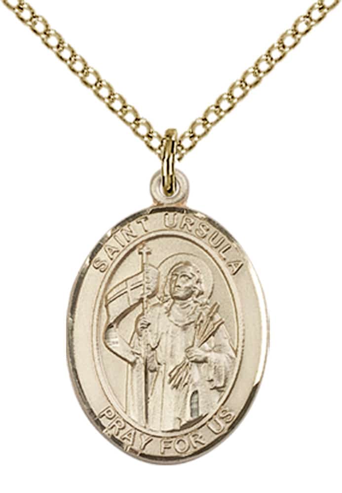 14kt Gold Filled Saint Ursula Pendant on an 18-inch Gold Filled Light Curb Chain - Image 2