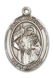 Sterling Silver Saint Ursula Pendant on an 18-inch Sterling Silver Light Curb Chain