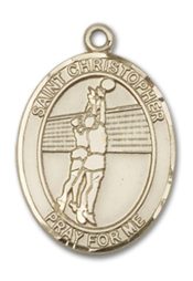 14kt Gold Saint Christopher Volleyball Medal