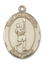 14kt Gold Saint Christopher Lacrosse Medal