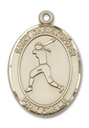 14kt Gold Saint Christopher Softball Medal