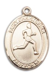 14kt Gold Filled Saint Christopher Track&Field Pendant on an 18-inch Gold Filled Light Curb Chain
