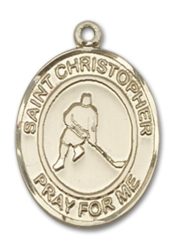 14kt Gold Saint Christopher Ice Hockey Medal