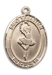 14kt Gold Filled Saint Sebastian Dance Pendant on an 18-inch Gold Filled Light Curb Chain
