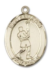 14kt Gold Saint Sebastian Lacrosse Medal