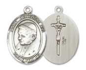 Sterling Silver Pope Benedict XVI Pendant on an 18-inch Sterling Silver Light Curb Chain