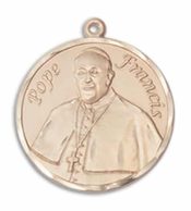 14kt Gold Filled Pope Francis Pendant on an 18-inch Gold Filled Light Curb Chain