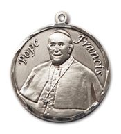 Sterling Silver Pope Francis Pendant on an 18-inch Sterling Silver Light Curb Chain