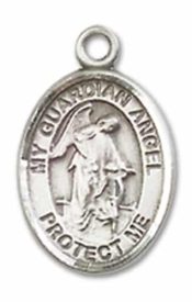Sterling Silver Guardian Angel Pendant on an 18-inch Sterling Silver Light Curb Chain