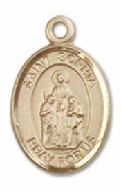 14kt Gold Filled Saint Sophia Pendant on an 18-inch Gold Filled Light Curb Chain