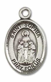 Sterling Silver Saint Sophia Pendant on an 18-inch Sterling Silver Light Curb Chain