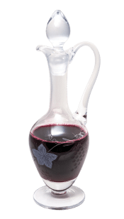 Glass Flagon with Grape and Leaf Design