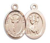 14kt Gold Filled Saint Christopher Cheerleading Pendant on an 18-inch Gold Filled Light Curb Chain