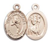 14kt Gold Filled Saint Christopher Martial Arts Pendant on an 18-inch Gold Filled Light Curb Chain