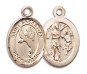 14kt Gold Filled Saint Sebastian Martial Arts Pendant on an 18-inch Gold Filled Light Curb Chain