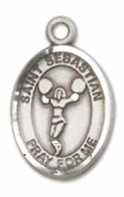 Sterling Silver Saint Sebastian Cheerleading Pendant on an 18-inch Sterling Silver Light Curb Chain