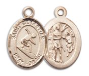 14kt Gold Filled Saint Sebastian Surfing Pendant on an 18-inch Gold Filled Light Curb Chain