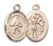 14kt Gold Filled Saint Sebastian Field Hockey Pendant on an 18-inch Gold Filled Light Curb Chain