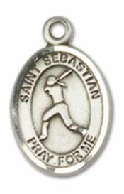 Sterling Silver Saint Sebastian Softball Pendant on an 18-inch Sterling Silver Light Curb Chain