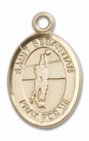 14kt Gold Filled Saint Sebastian Volleyball Pendant on an 18-inch Gold Filled Light Curb Chain