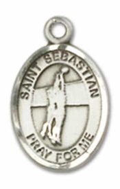 Sterling Silver Saint Sebastian Volleyball Pendant on an 18-inch Sterling Silver Light Curb Chain
