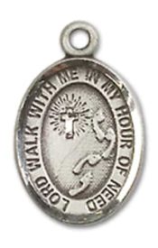 Pewter Footprints Cross Pendant on an 18-inch Light Rhodium Light Curb Chain