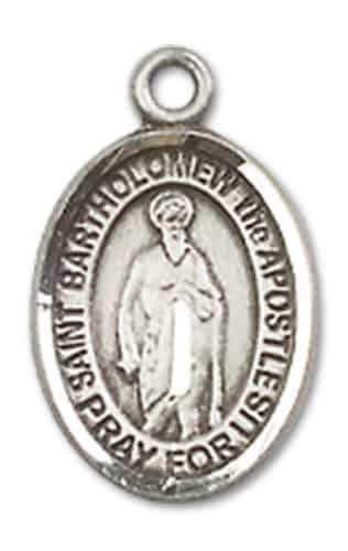 Sterling Silver Saint Bartholomew the Apostle Pendant on an 18-inch Sterling Silver Light Curb Chain