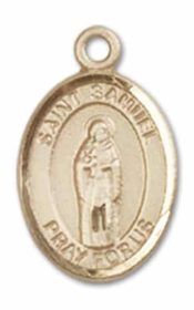 14kt Gold Filled Saint Samuel Pendant on an 18-inch Gold Filled Light Curb Chain