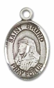 Sterling Silver Saint Bruno Pendant on an 18-inch Sterling Silver Light Curb Chain