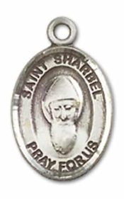 Sterling Silver Saint Sharbel Pendant on an 18-inch Sterling Silver Light Curb Chain