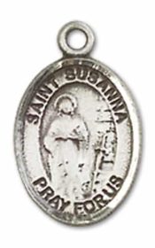 Sterling Silver Saint Susanna Pendant on an 18-inch Sterling Silver Light Curb Chain