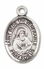 Sterling Silver Saint Bede the Venerable Pendant on an 18-inch Sterling Silver Light Curb Chain