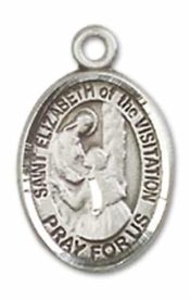 Sterling Silver Saint Elizabeth of the Visitation Pendant on an 18-inch Sterling Silver Light Curb Chain
