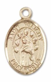 14kt Gold Filled Saint Felicity Pendant on an 18-inch Gold Filled Light Curb Chain
