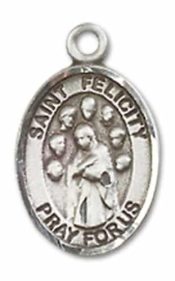 Sterling Silver Saint Felicity Pendant on an 18-inch Sterling Silver Light Curb Chain