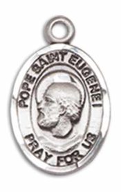 Sterling Silver Pope St Eugene I Pendant on an 18-inch Sterling Silver Light Curb Chain