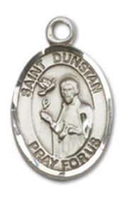 Sterling Silver Saint Dunstan Pendant on an 18-inch Sterling Silver Light Curb Chain