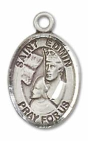 Sterling Silver Saint Edwin Pendant on an 18-inch Sterling Silver Light Curb Chain