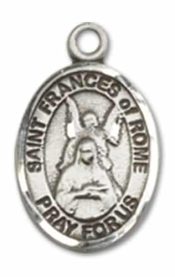 Sterling Silver Saint Frances of Rome Pendant on an 18-inch Sterling Silver Light Curb Chain