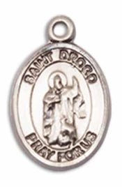 Sterling Silver Saint Drogo Pendant on an 18-inch Sterling Silver Light Curb Chain