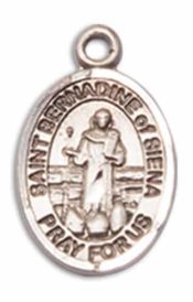 Sterling Silver Saint Bernadine of Sienna Pendant on an 18-inch Sterling Silver Light Curb Chain